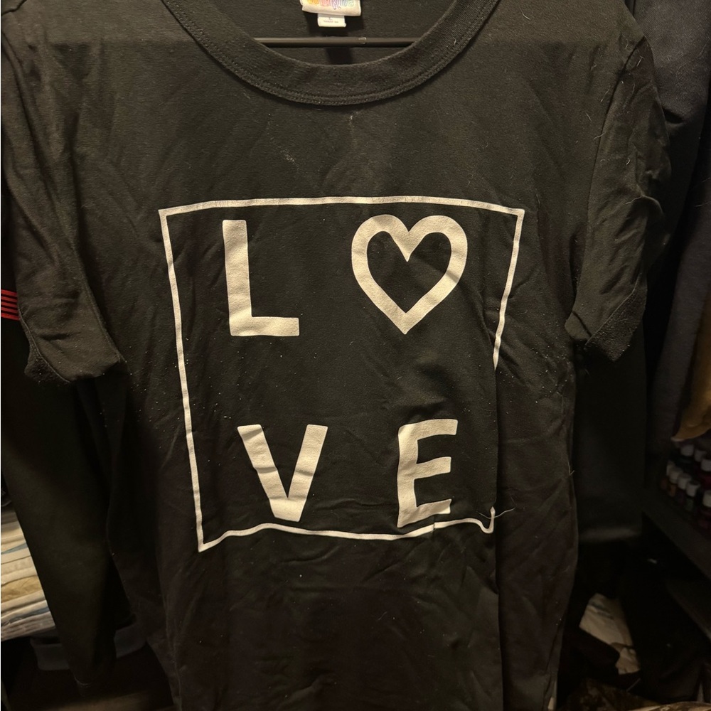 LuLaRoe Black T-Shirt with Love Graphic